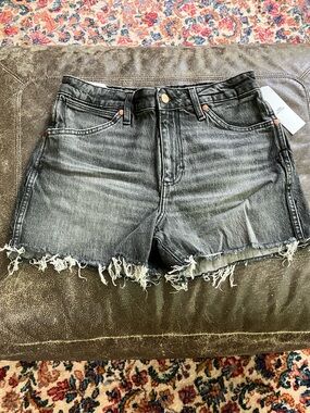 Wrangler Black Washed Denim Frayed Hem Women's Shorts